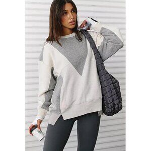 FP Movement by Free People Making It Intercept Gray and Cream Sweatshirt